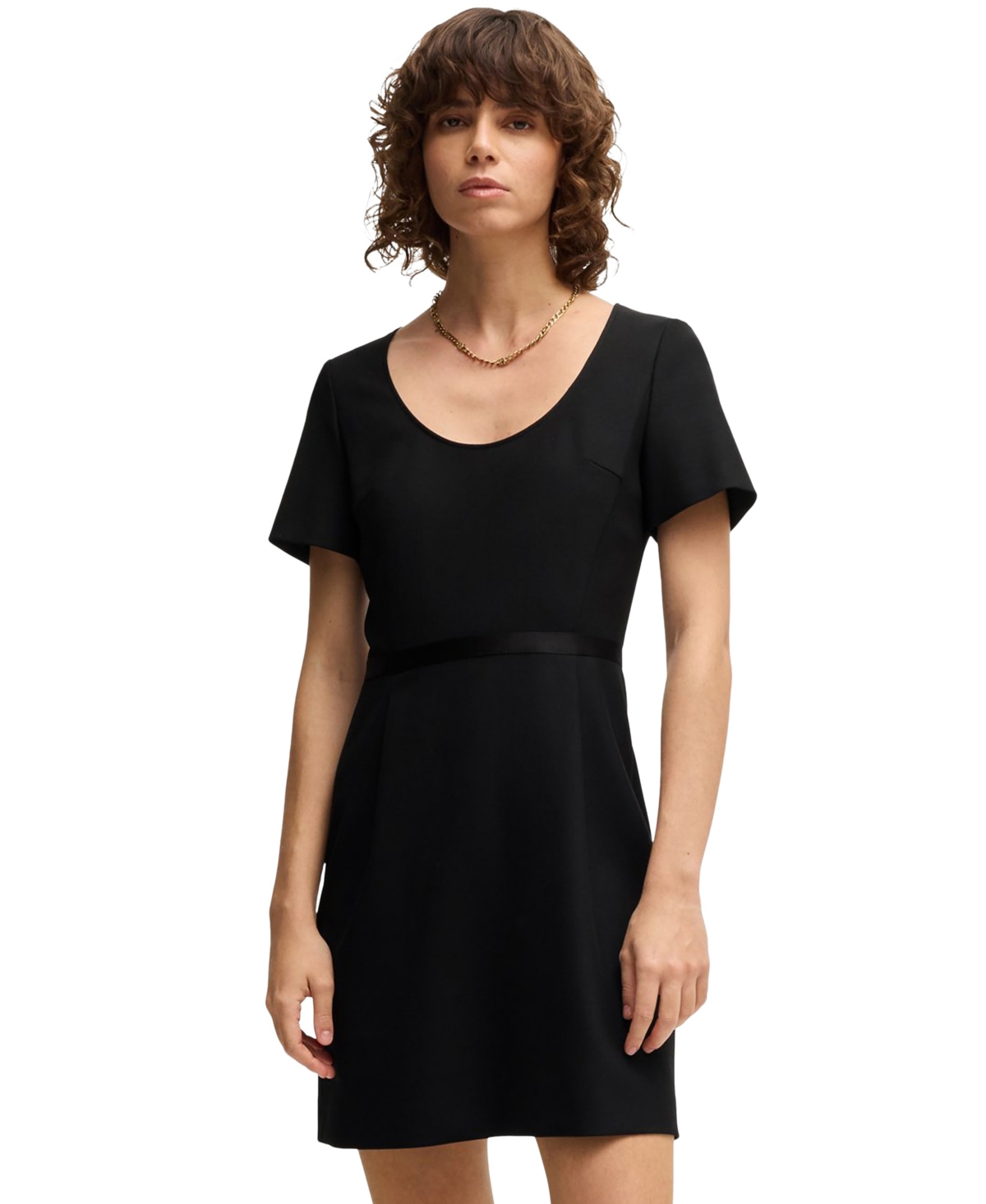 Hugo Boss Boss By  Women's Ribbon Detail Slim-fit Dress In Black