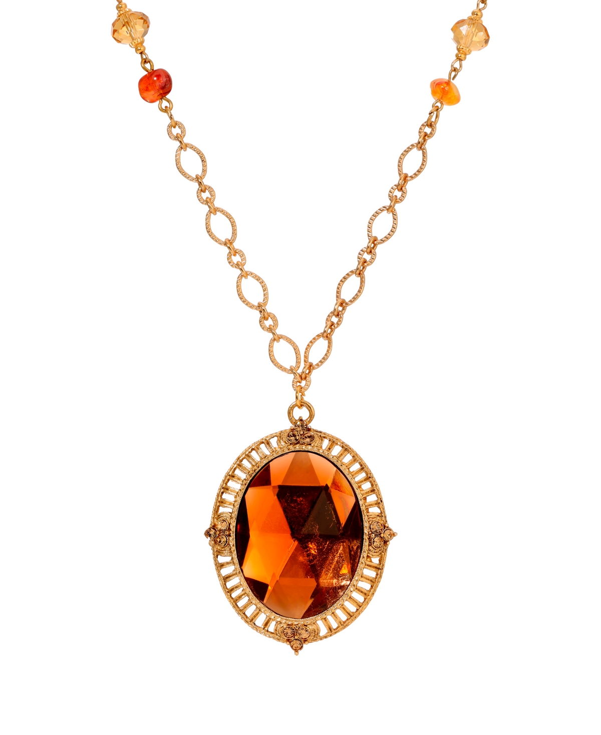 Oval Acrylic Topaz Pendant Necklace - Brown