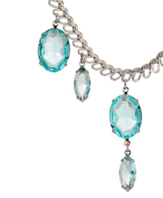 Aqua Crystal Statement Drop Necklace