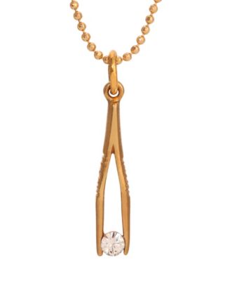 Crystal Small Tweezer Pendant Necklace