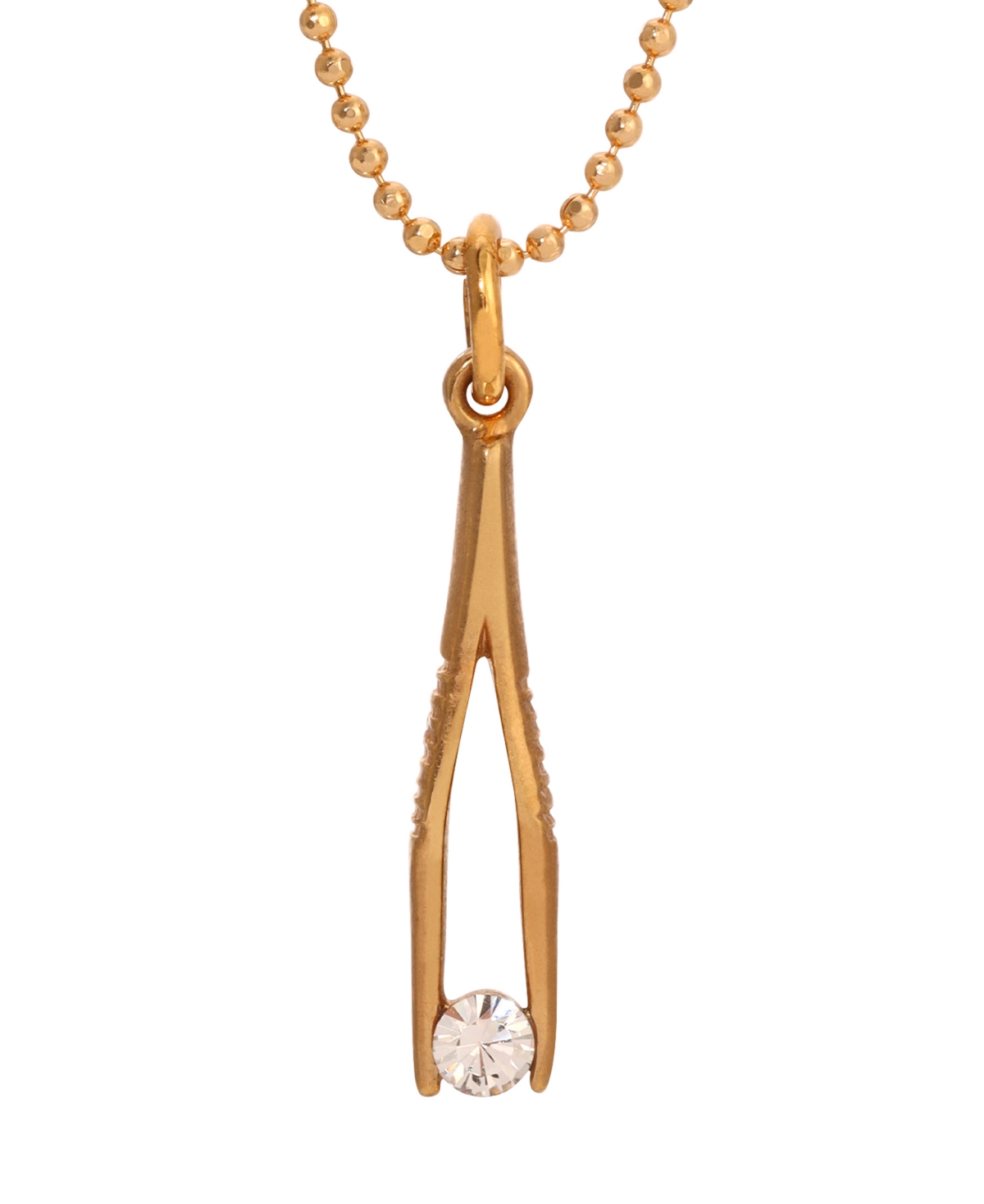 2028 Crystal Small Tweezer Pendant Necklace In Yellow