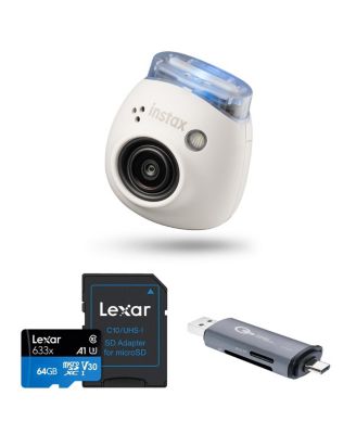 Instax Pal Digital Camera, Powder Pink, Bundle with 64GB Memory Card and OTG Card Reader