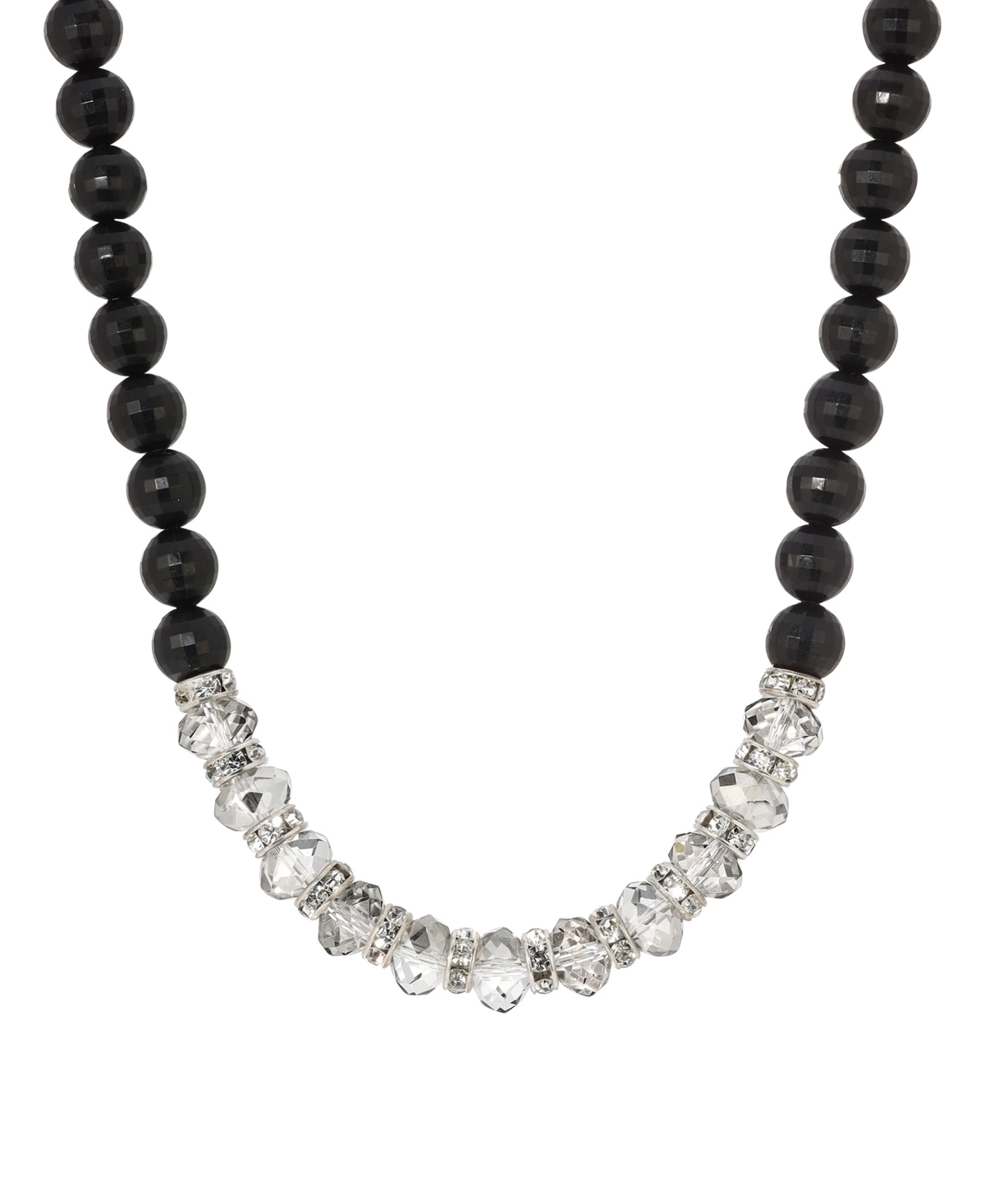 2028 BLACK ACRYLIC BEAD CRYSTAL GLASS NECKLACE 