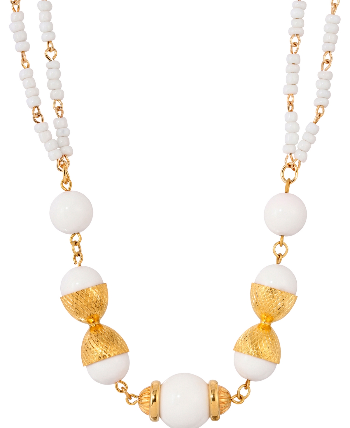 White Acrylic Bead Necklace - White