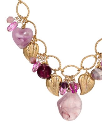 Purple Cluster Bead Drop Necklace