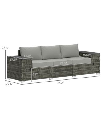 Wicker Outdoor Couch, Patio Sofa with Storage, Cushions