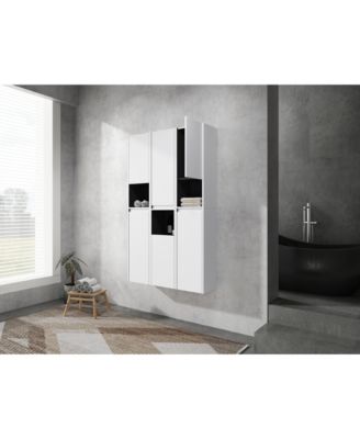  12" Bathroom Side Cabinet,6-Soft Close Doors,Float Mounting Design