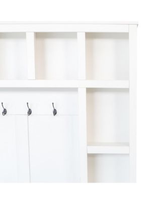 Streamdale Farmhouse Hall Tree with 6 Hooks, Adjustable Shelves, Shoe Cabinet, Mudroom Storage, 76.7