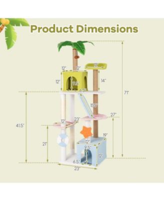 Multi-Level Beach-Themed Cat Tree Aesthetic & Fun Kitten Tower for Indoor Cats