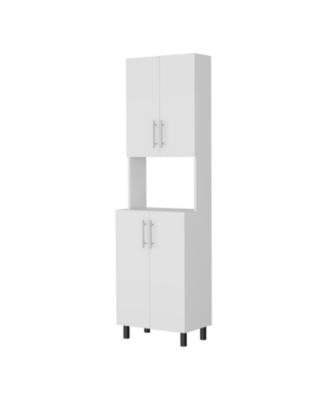 Ko Vaya Double Cabinet Kitchen Pantry with Open Storage, White