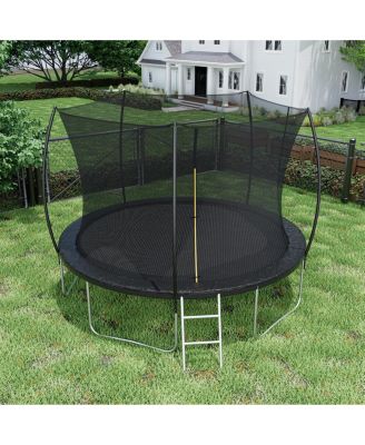Streamdale 12FT Trampoline (Double-side color pad), Trampoline for Kids and Adults with Enclosure Net and Ladder,Curved fence pole