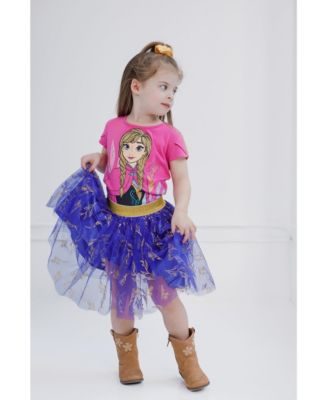 Little Girls Disney Princess Moana T-Shirt Tulle Skirt and Scrunchie 3 Piece Outfit Set