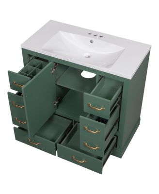 36" Bathroom Vanity with Sink Combo, Six Drawers, Multi-Functional Drawer Divider, Adjustable Shelf