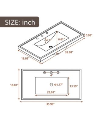 36" Bathroom Vanity with Sink Combo, Bathroom Cabinet with Drawers, Solid Frame and MDF Board, Grey