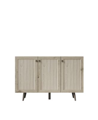 Streamdale Gray Storage Cabinet with 3 Doors, Adjustable Shelf, and Coffee Bar