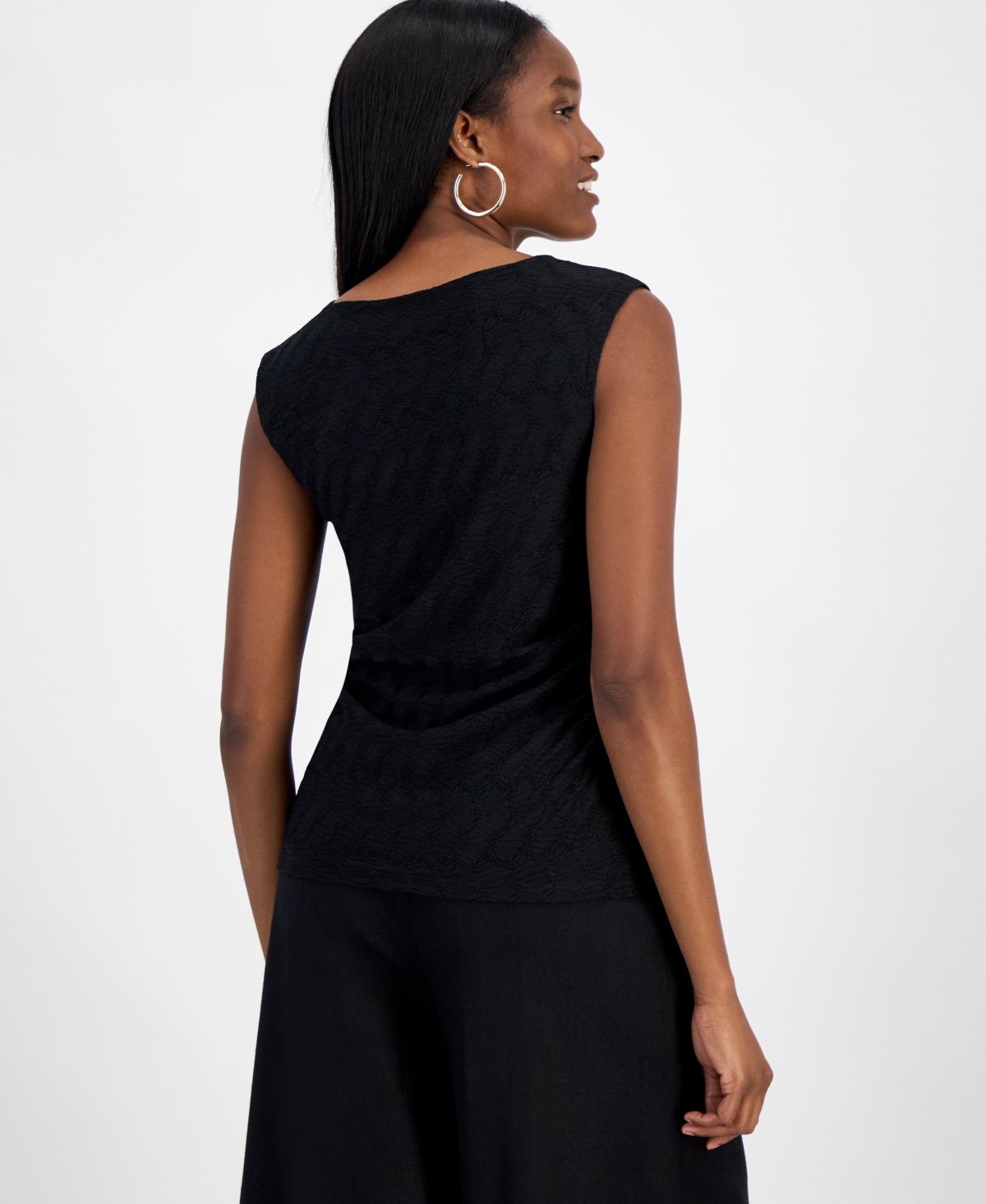 Bar Iii Women's Sleeveless Honeycomb Top, Exclusively At Macy's In Black