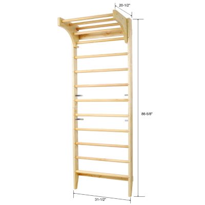 Streamdale Wooden Swedish Ladder, Stall Bars Set for Physical Therapy & Gymnastics (with Adjustable Pull-up Bar)