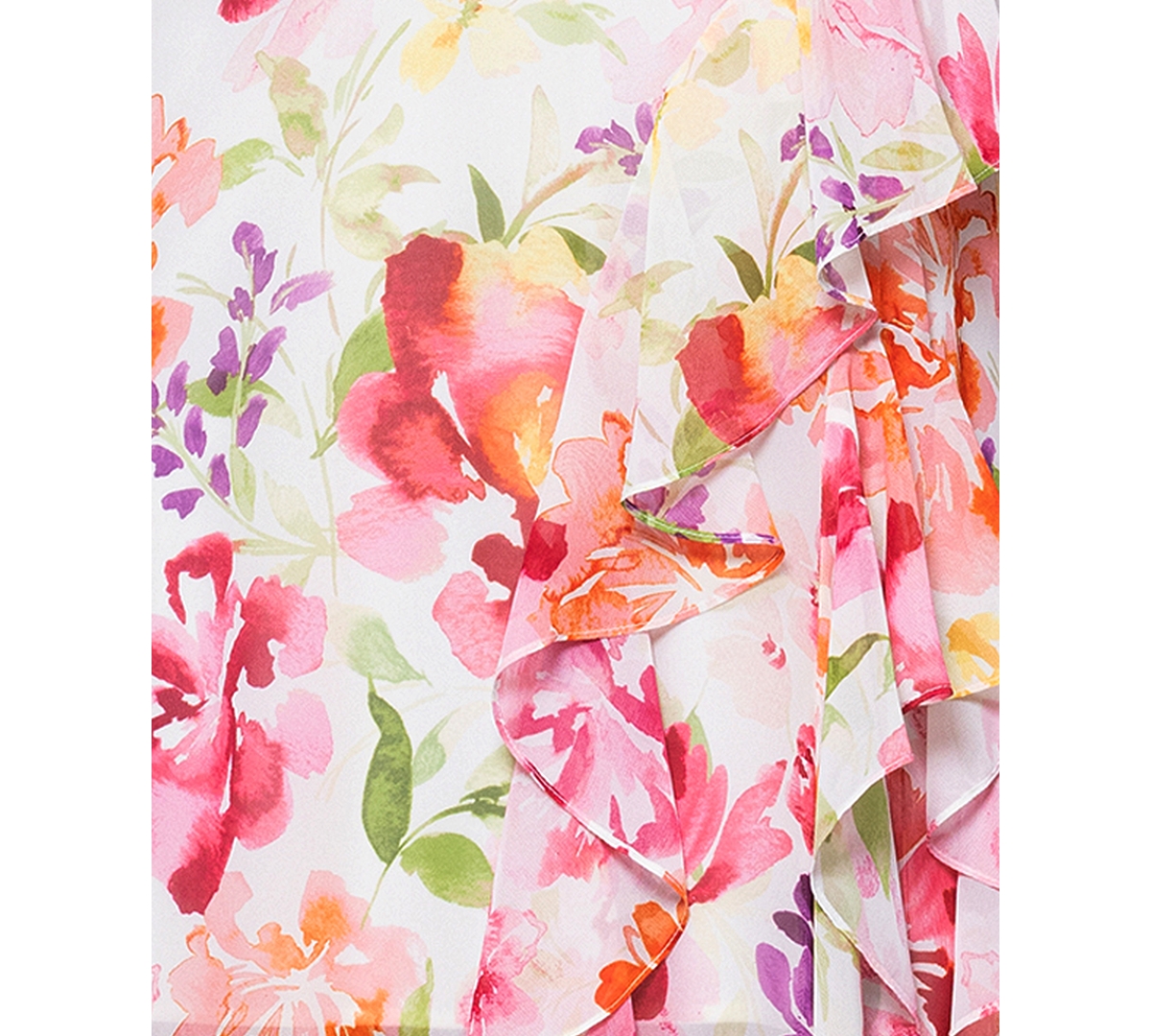 Betsy & Adam Women's Floral Print Ruffled Sleeveless Gown In Pink Multi