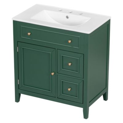 Streamdale 30" Green Bathroom Vanity with Sink, Door, and Drawers