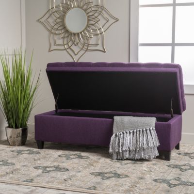Juliana Fabric Storage Ottoman with Birch Legs