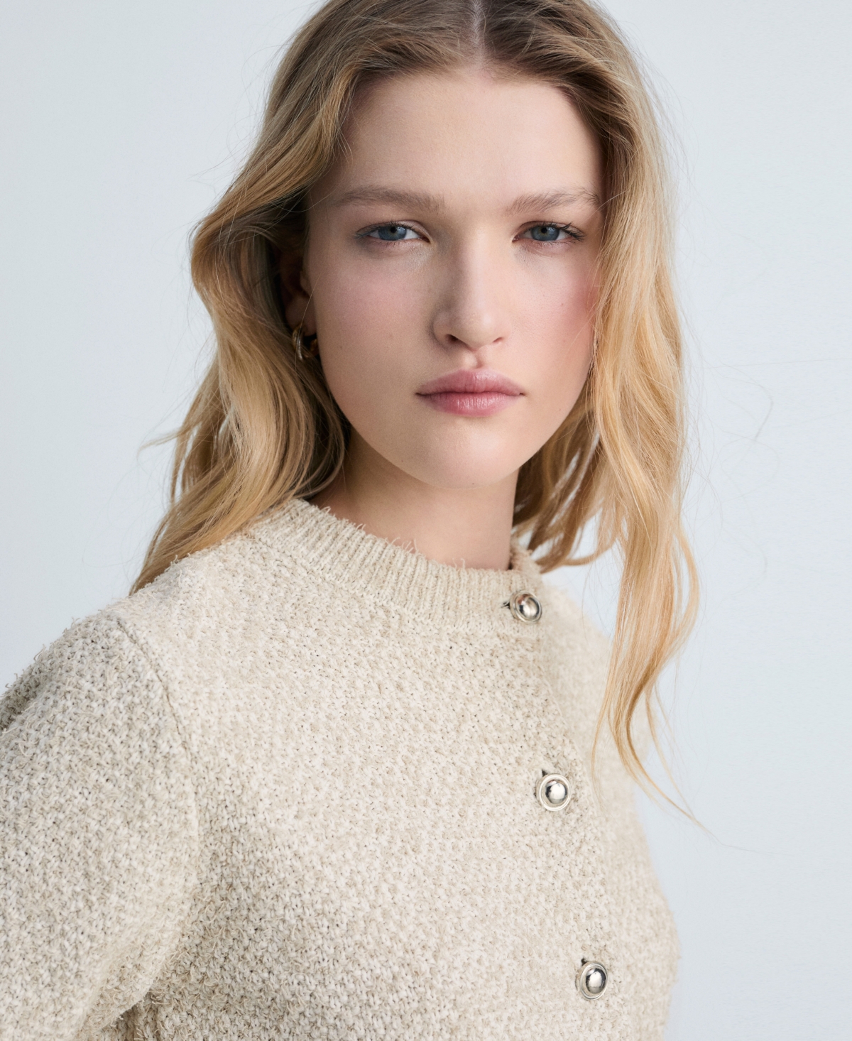 Mango Women's Buttoned Chunky Knit Jacket In Beige