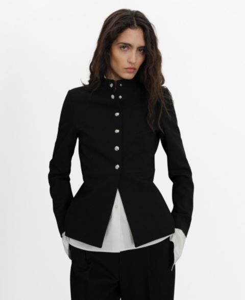 Женские куртки MANGO Women's Mandarin Collar And Jewel Buttons Jacket
