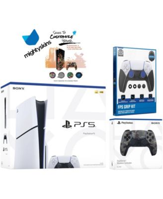 PlayStation 5 Slim Disc with Extra Controller, FPS Grip Kit and MightySkins Decal Voucher