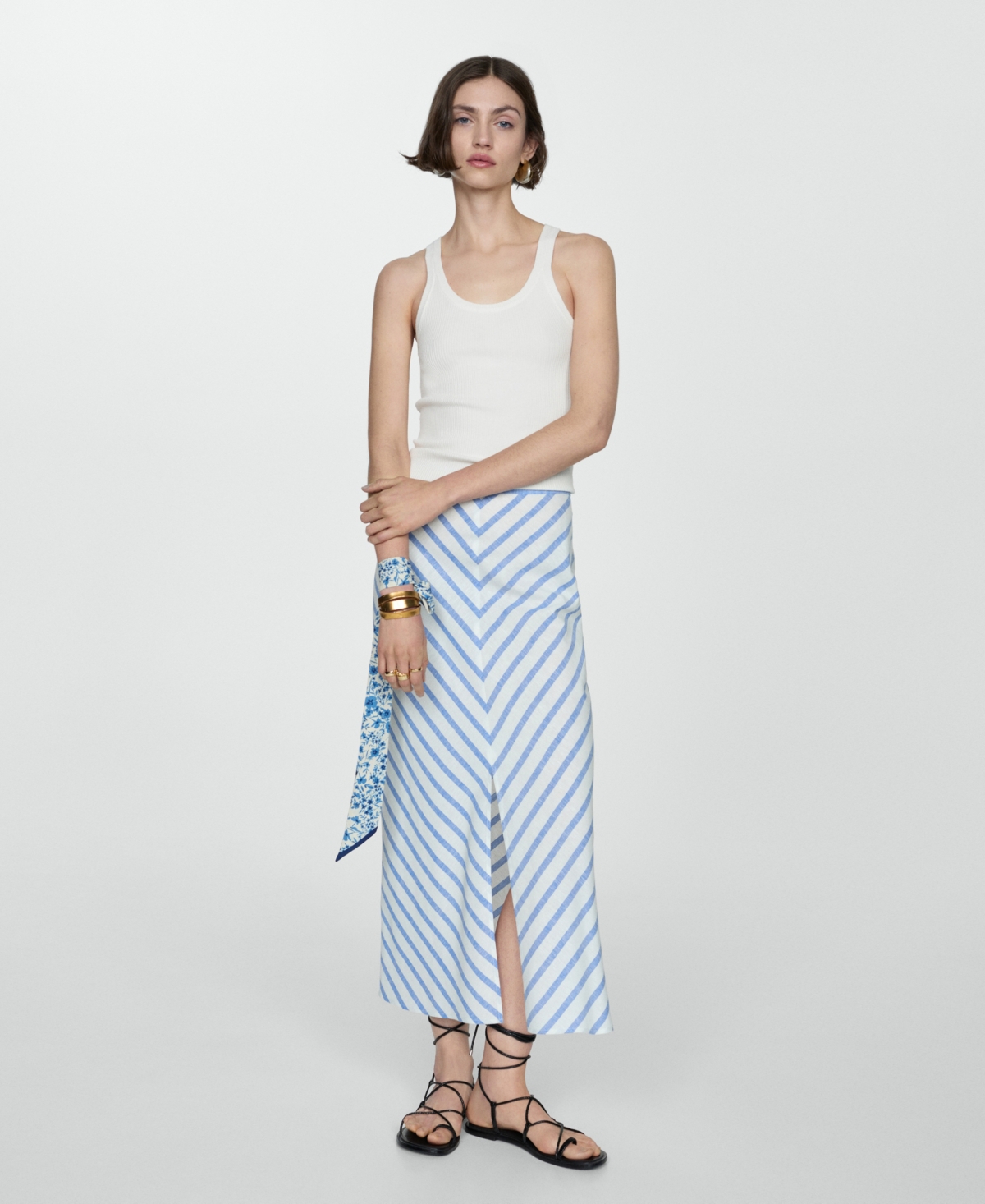 Mango Women's Printed Slit Skirt