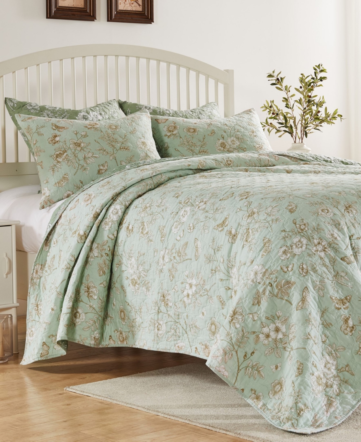 Greenland Home Fashions Olivia Garden Toile 2-pc. Quilt Set, Twin In Mint