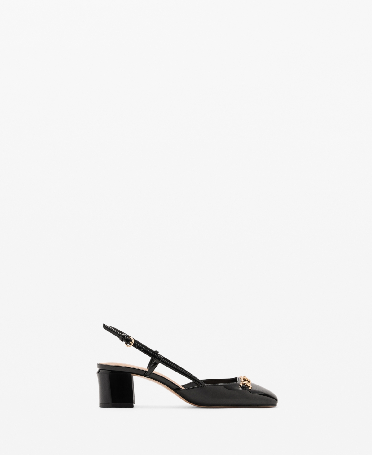 Mango Heeled Shoes With Link Detail Black In Black