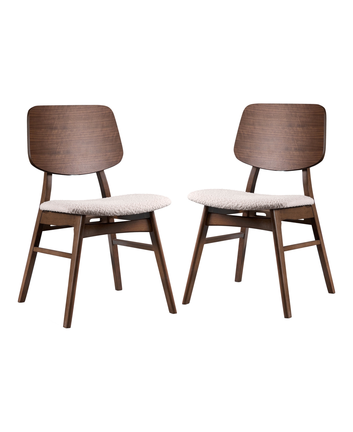 Furniture Of America 2-pc. Sandy Cove Boucle Fabric Padded Dining Chair Set In Walnut