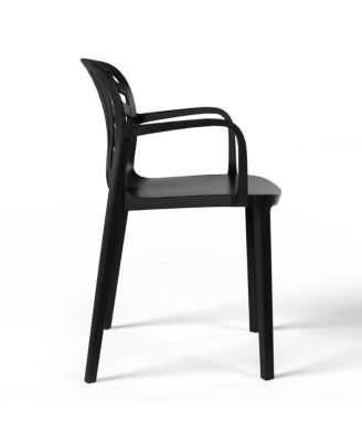 Outdoor Modern Stackable Patio Dining Armchairs (Set of 2)