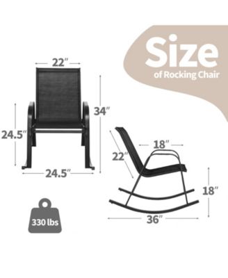 Set of 2 Metal Patio Rocking Chair with Breathable Seat Fabric
