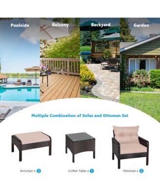 5 PC Patio Set Sectional Rattan Wicker Furniture Set Home Outdoor