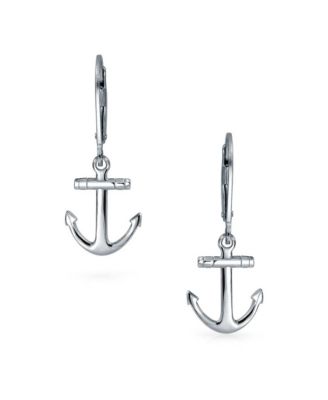 Nautical Anchor Dangle Earrings in 14K Gold Plated Sterling Silver