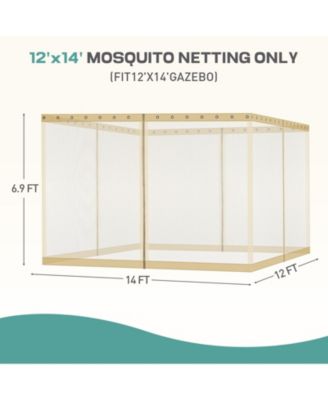 Universal 12 x 14 ft. Gazebo Replacement Mosquito Netting Screen 4-Panel Sidewalls with Double Zipper  (Only Netting)