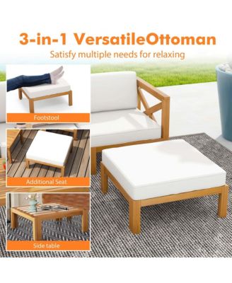 Set of 5 Conversation Furniture Set w/ 3 Chairs 1 Ottoman & 1 Coffee Table