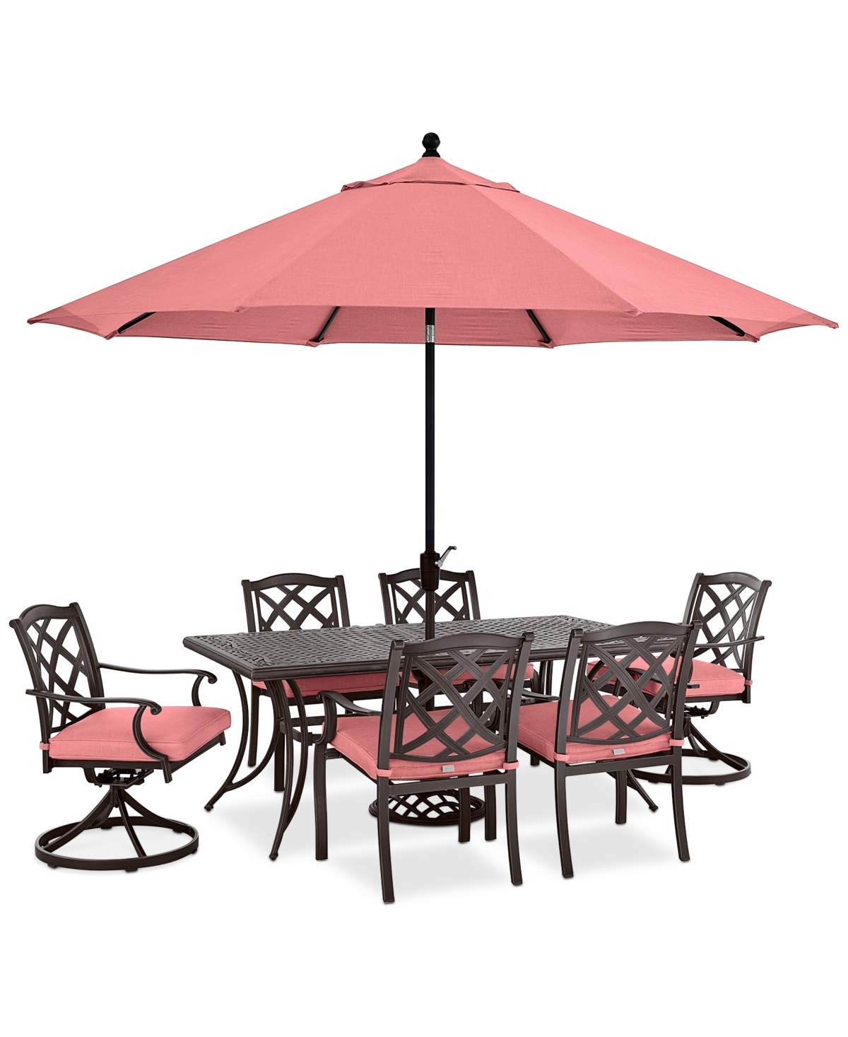 Agio Wythburn Outdoor Dining 7pc Set (72"x38" Table & 4 Lattice Dining Chairs & 2 Lattice Swivel Chairs)