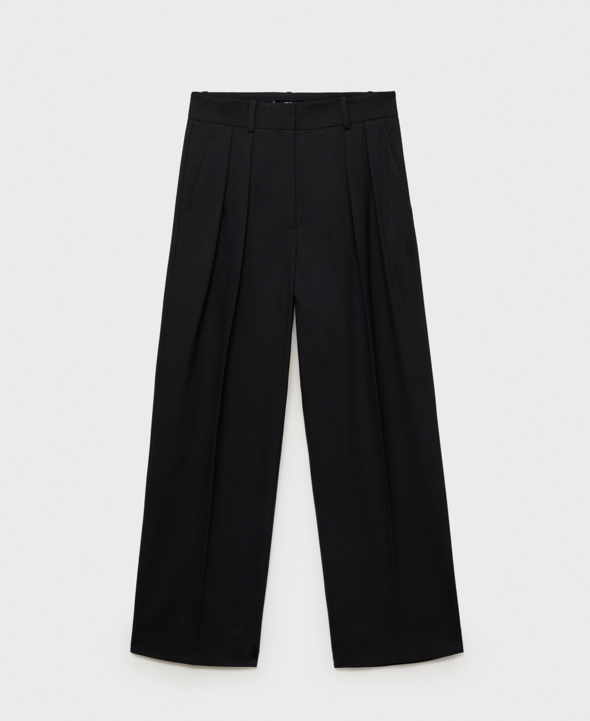 Shop Mango Women's Wide Leg Pleated Trousers In Black
