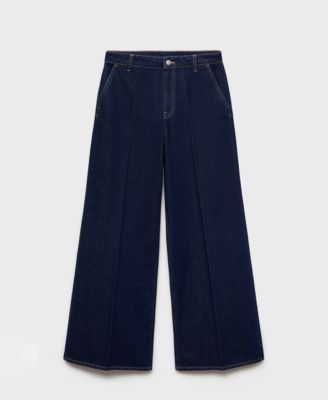 MANGO - Women's High-Rise Rinse Wash Wide Leg Jeans