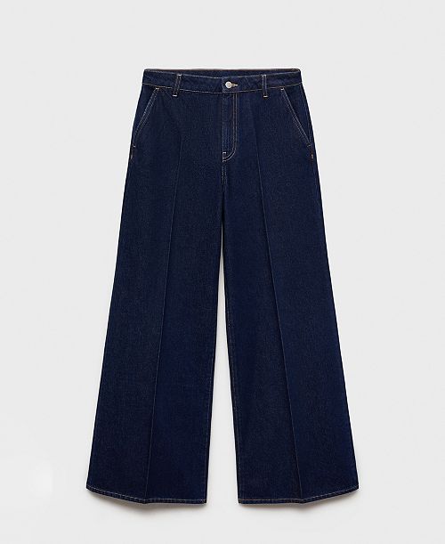 alfani MANGO Women's High-Rise Rinse Wash Wide Leg Jeans Women's Fashion Shoes & Accessories