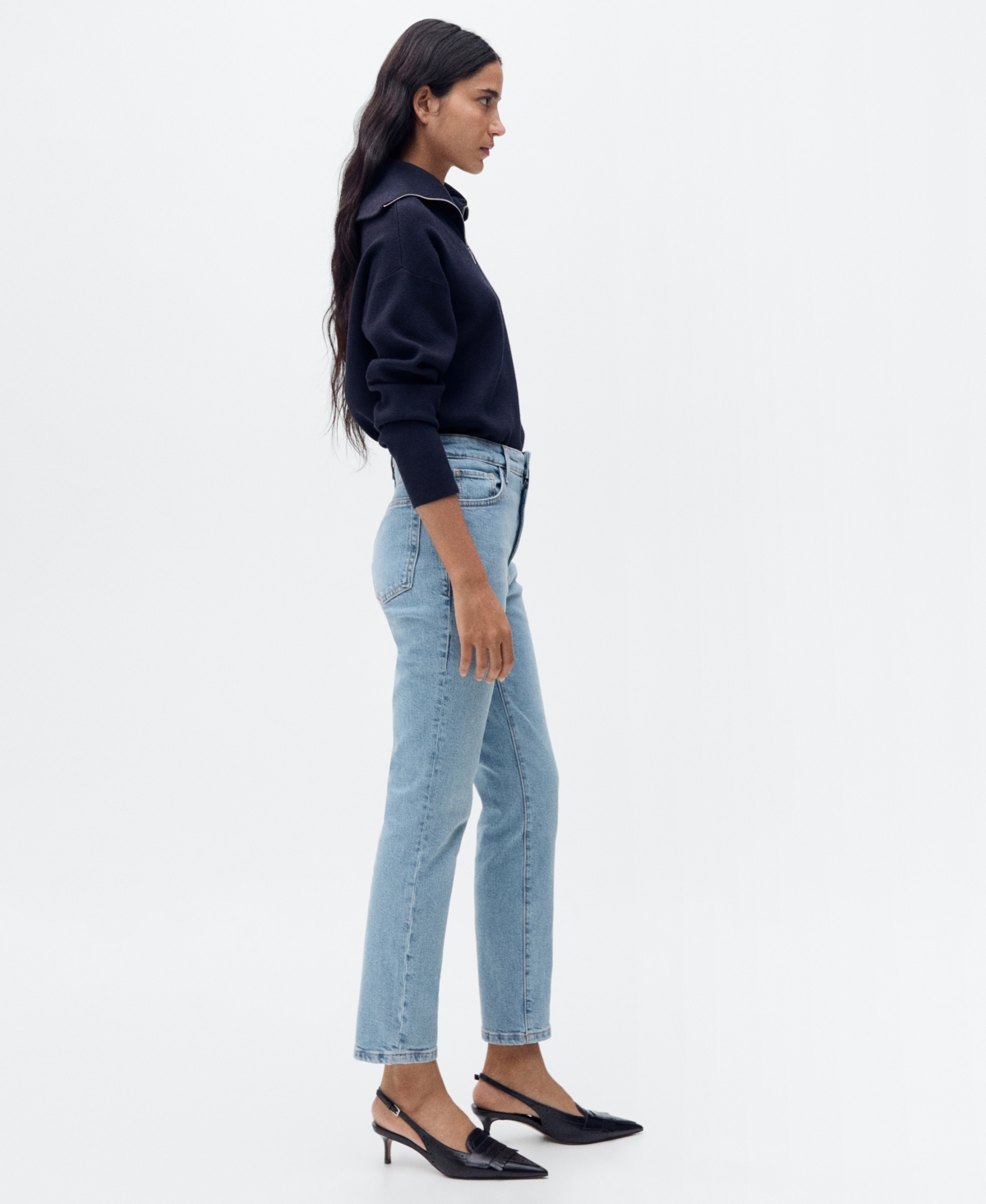 Mango Claudia Slim-fit Cropped Jeans Medium Blue In Medium Blue
