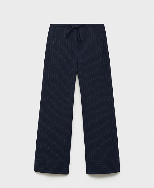 alfani MANGO Women's Chalk-Stripe Straight Trousers Women's Fashion Shoes & Accessories