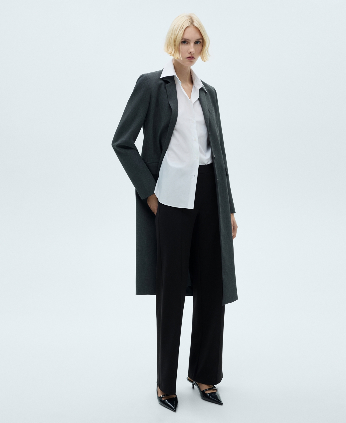 Mango Straight Leg Pants In Black