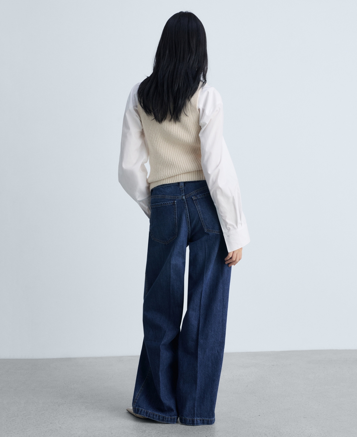 Mango Women's Belted Wide Leg Jeans In Dark Blue