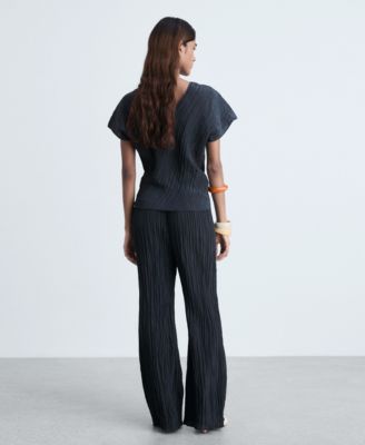 Women's Pleated Straight Trousers
