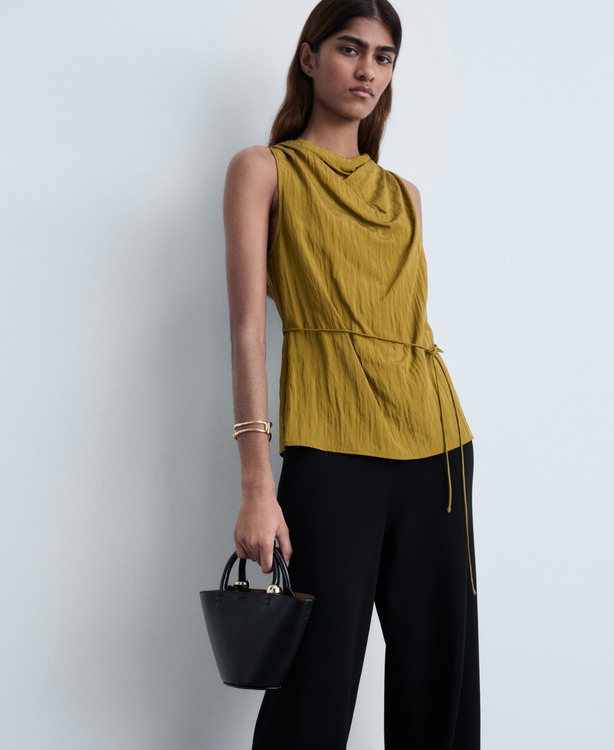 Shop Mango Women's Straight Knitted Trousers In Black