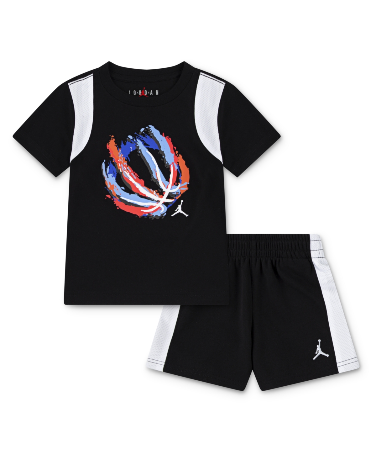 Jordan Toddler Boys 2-piece Ball Fire Mixed Shorts And T-shirt Set In Black