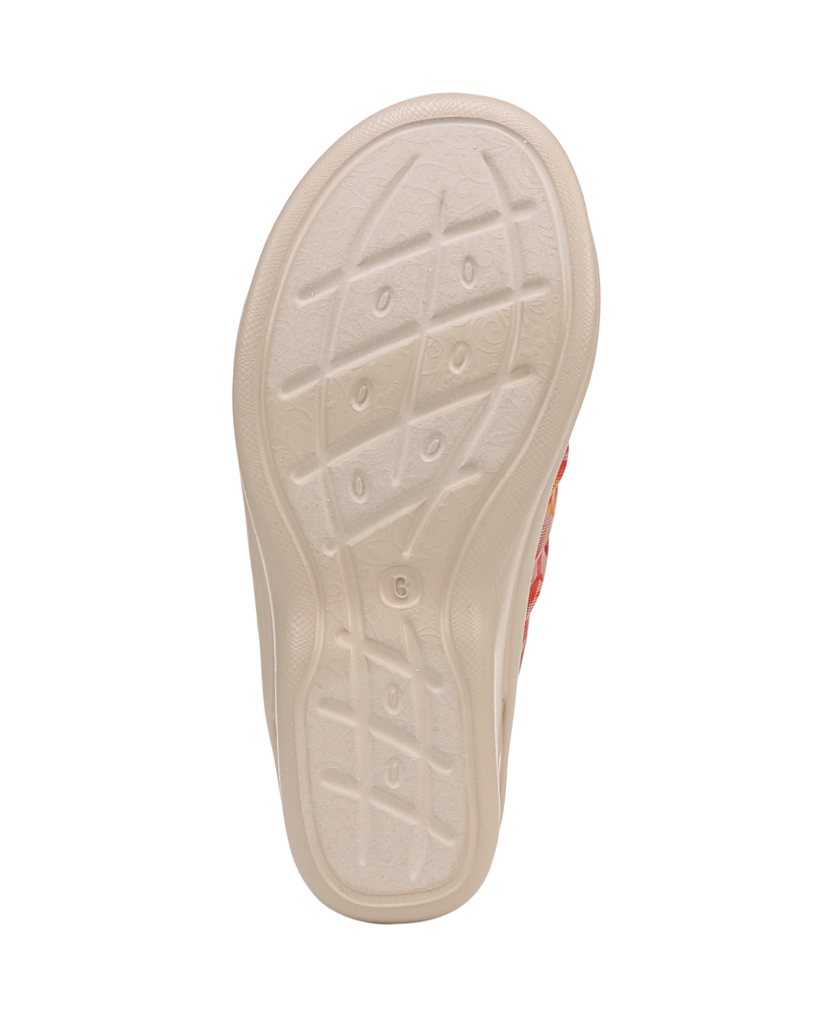 Bzees Serenade Slide Sandal In Coral Multi Island Palm Fabric