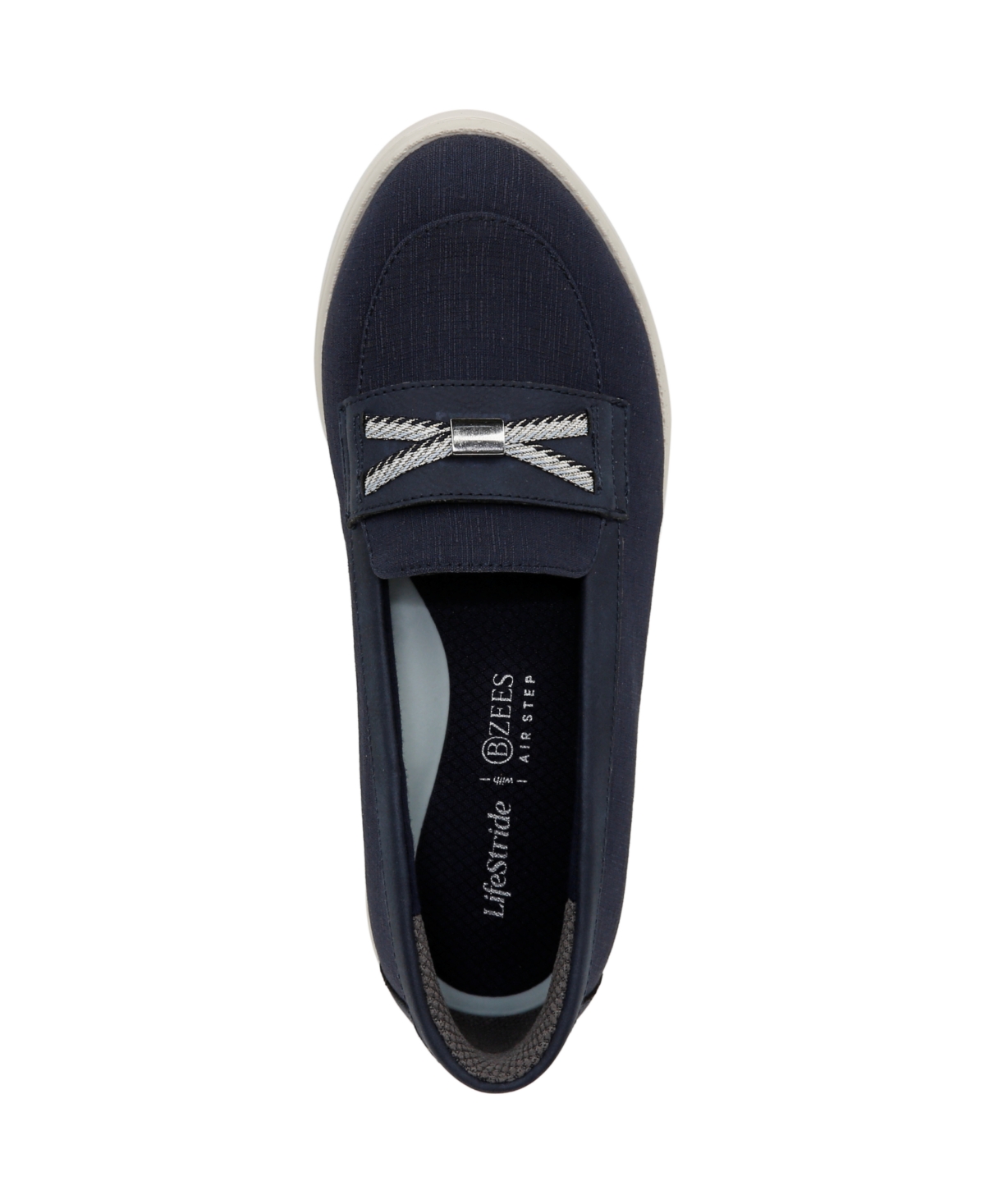 Bzees All Aboard Boat Shoe In Navy Blazer Stretch Fabric